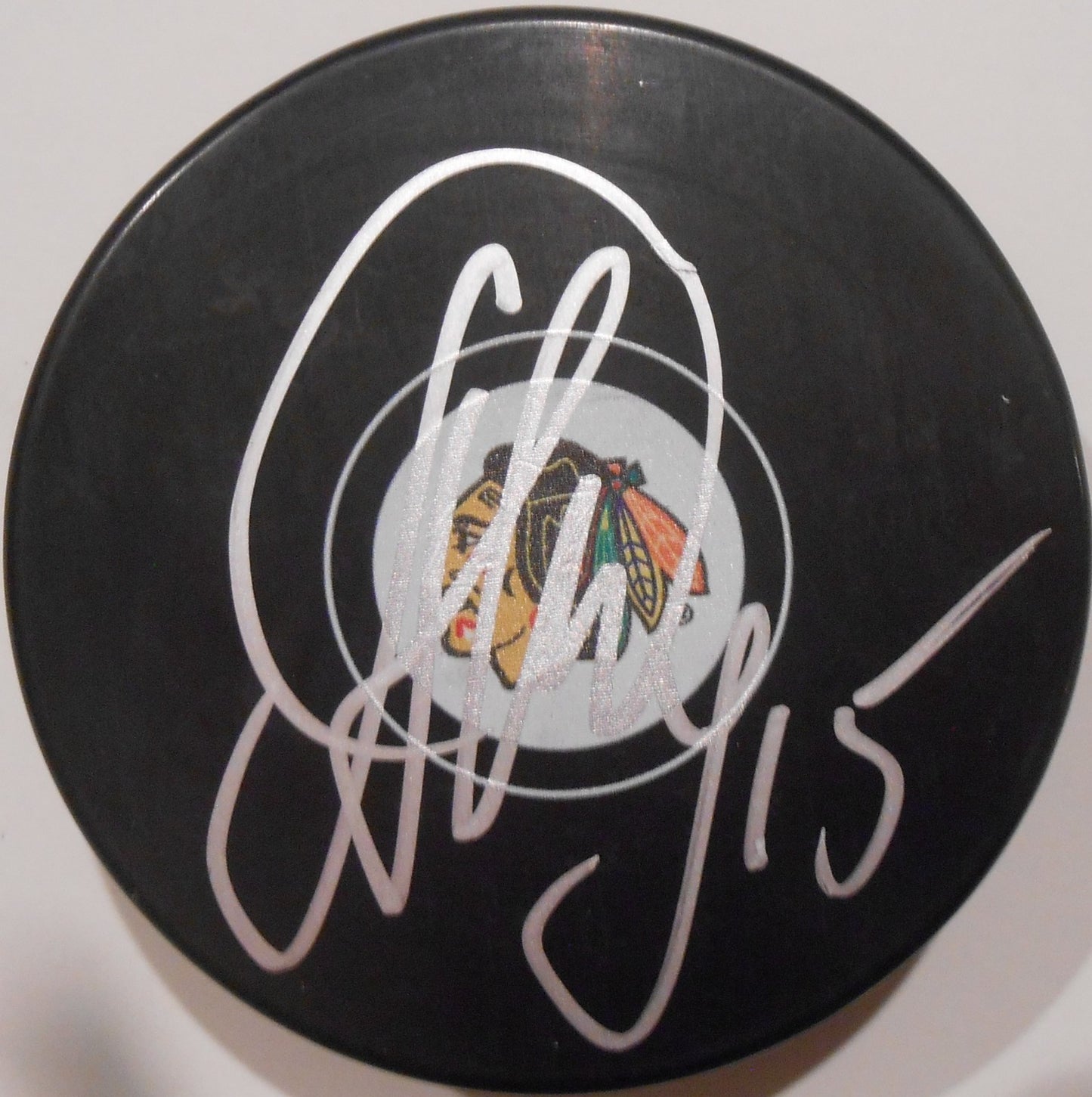 Artem Anisimov Signed 2016-17 Chicago Blackhawks Logo Puck w/COA #1