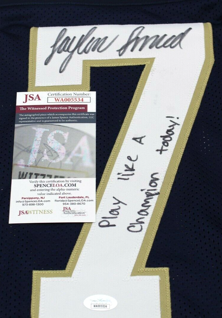 Jaylen Sneed Signed Custom Blue Notre Dame Football Jersey w/JSA COA Proof PLACT