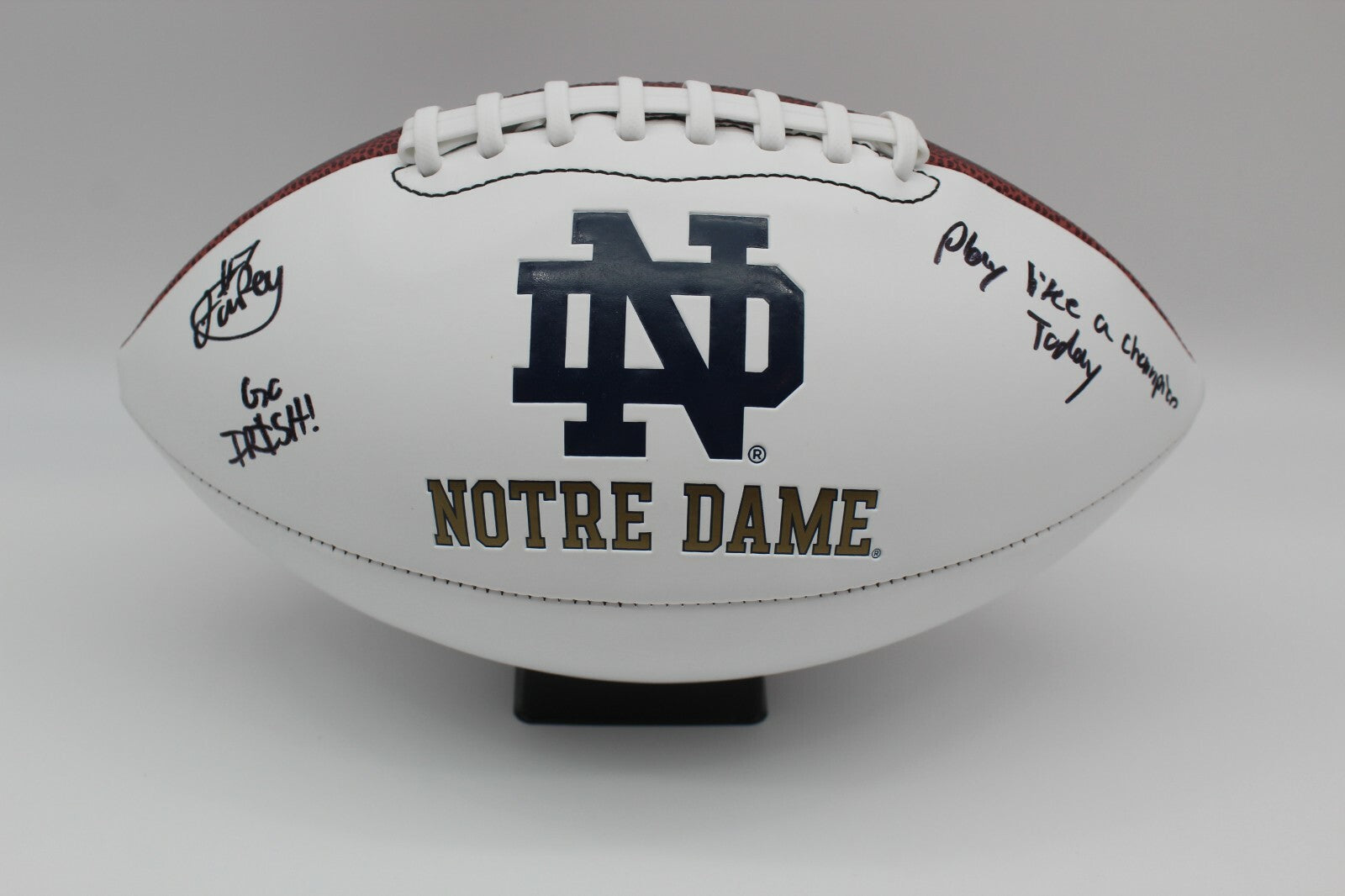 Isaiah Foskey Signed Notre Dame Fighting Irish Logo Football w/JSA COA Witness
