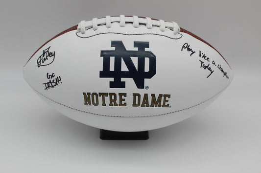 Isaiah Foskey Signed Notre Dame Fighting Irish Logo Football w/JSA COA Witness