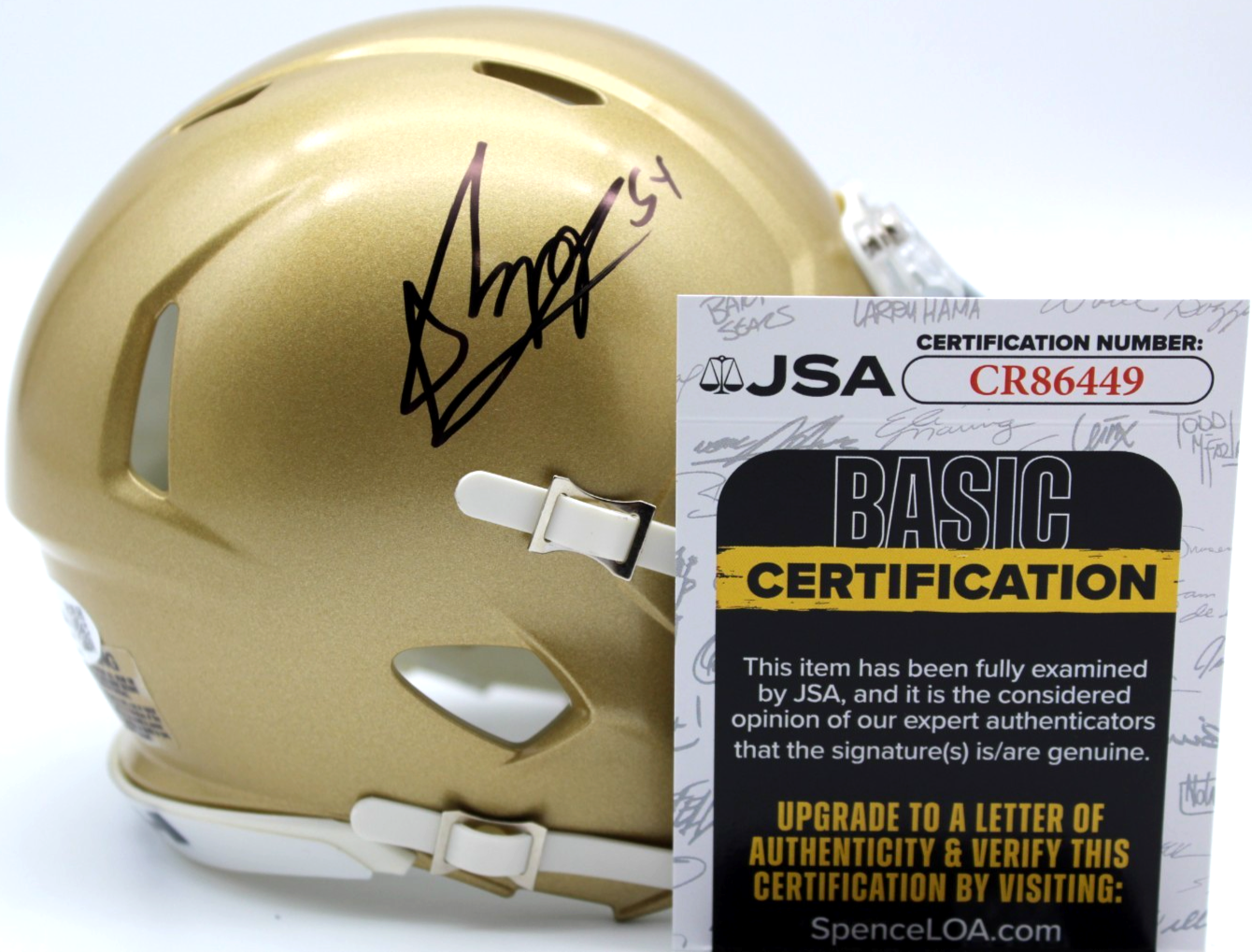 Anthony Knapp Signed Notre Dame Fighting Irish Mini Football Helmet w/JSA COA