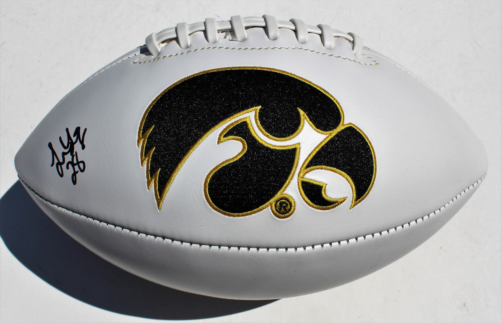 Toren Young Signed Iowa Hawkeyes Logo Football w/COA C