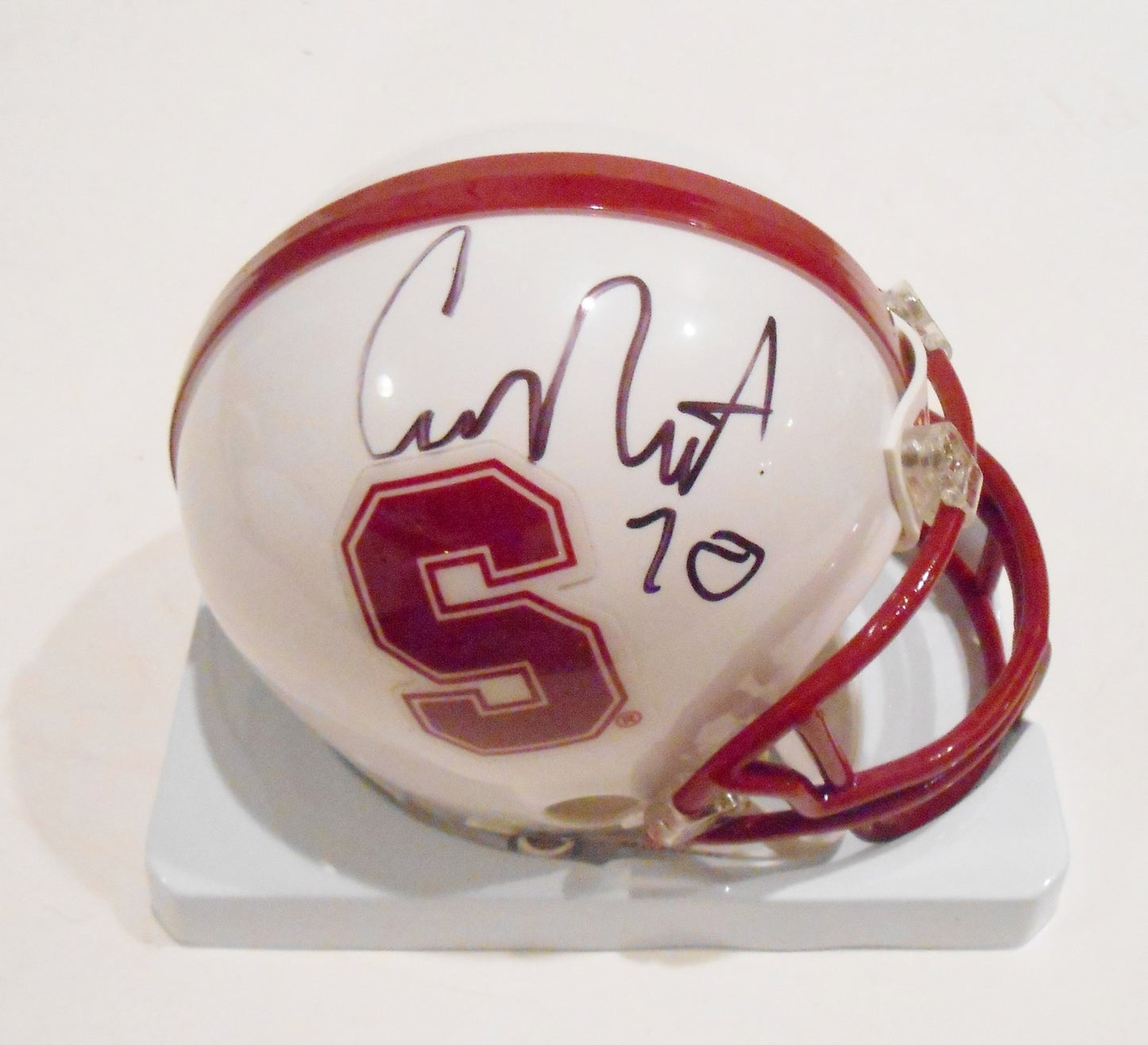 Andrus Peat Signed Stanford Mini Helmet w/COA Cardinal Football