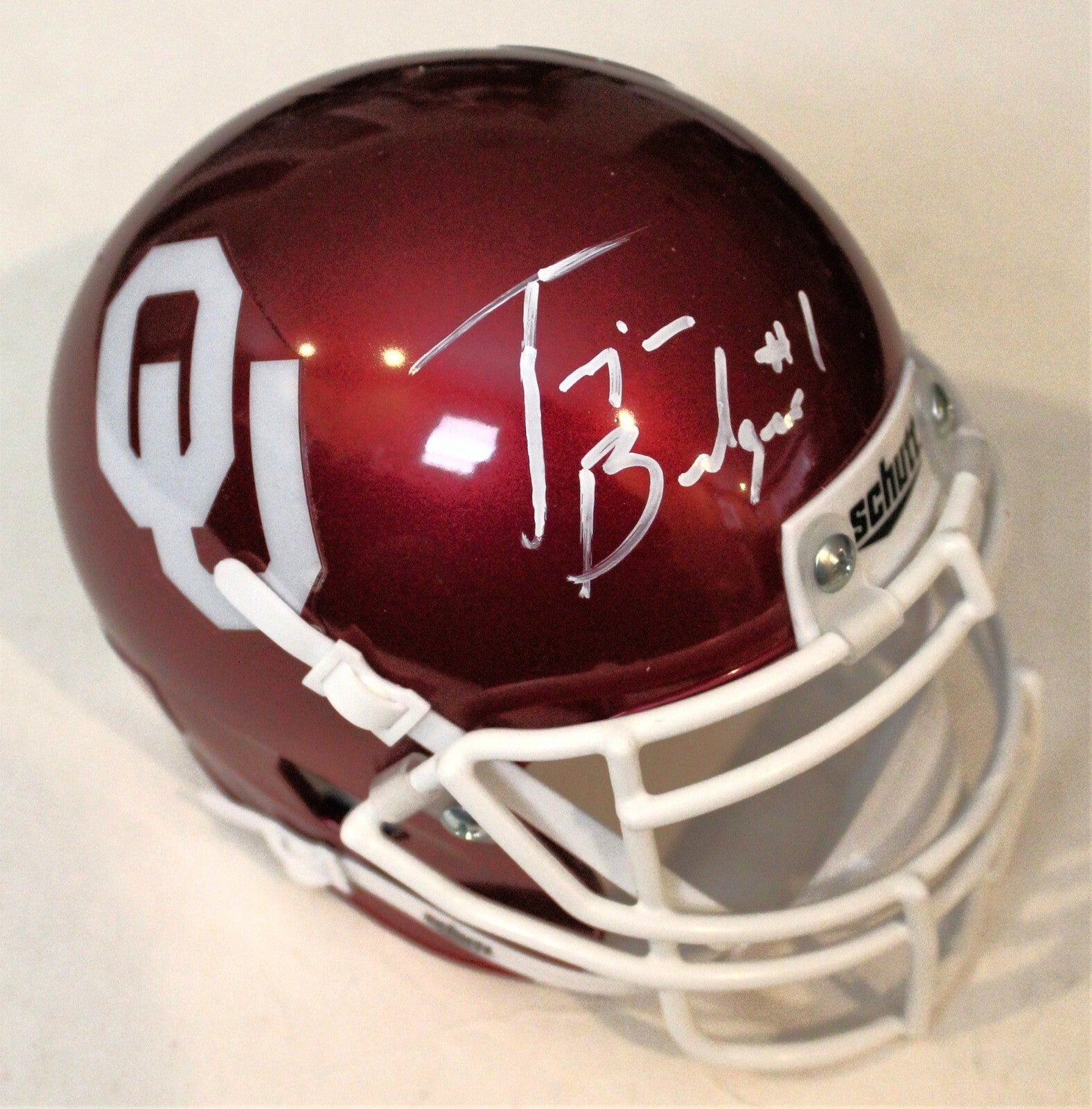 Trejan Bridges Signed Oklahoma Sooners Mini Football Helmet W/COA C