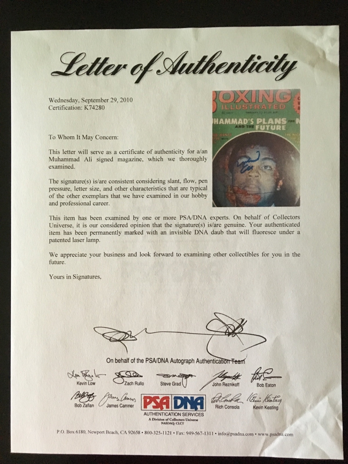 Muhammad Ali Signed Boxing Illustrated Magazine Cover w/PSA DNA LOA K74280