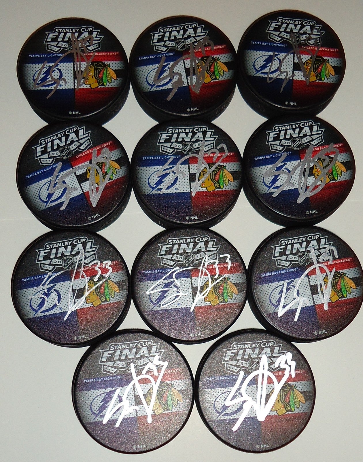 Scott Darling signed 2015 Tampa Bay Lightning Vs Blackhawks finals puck w/coa