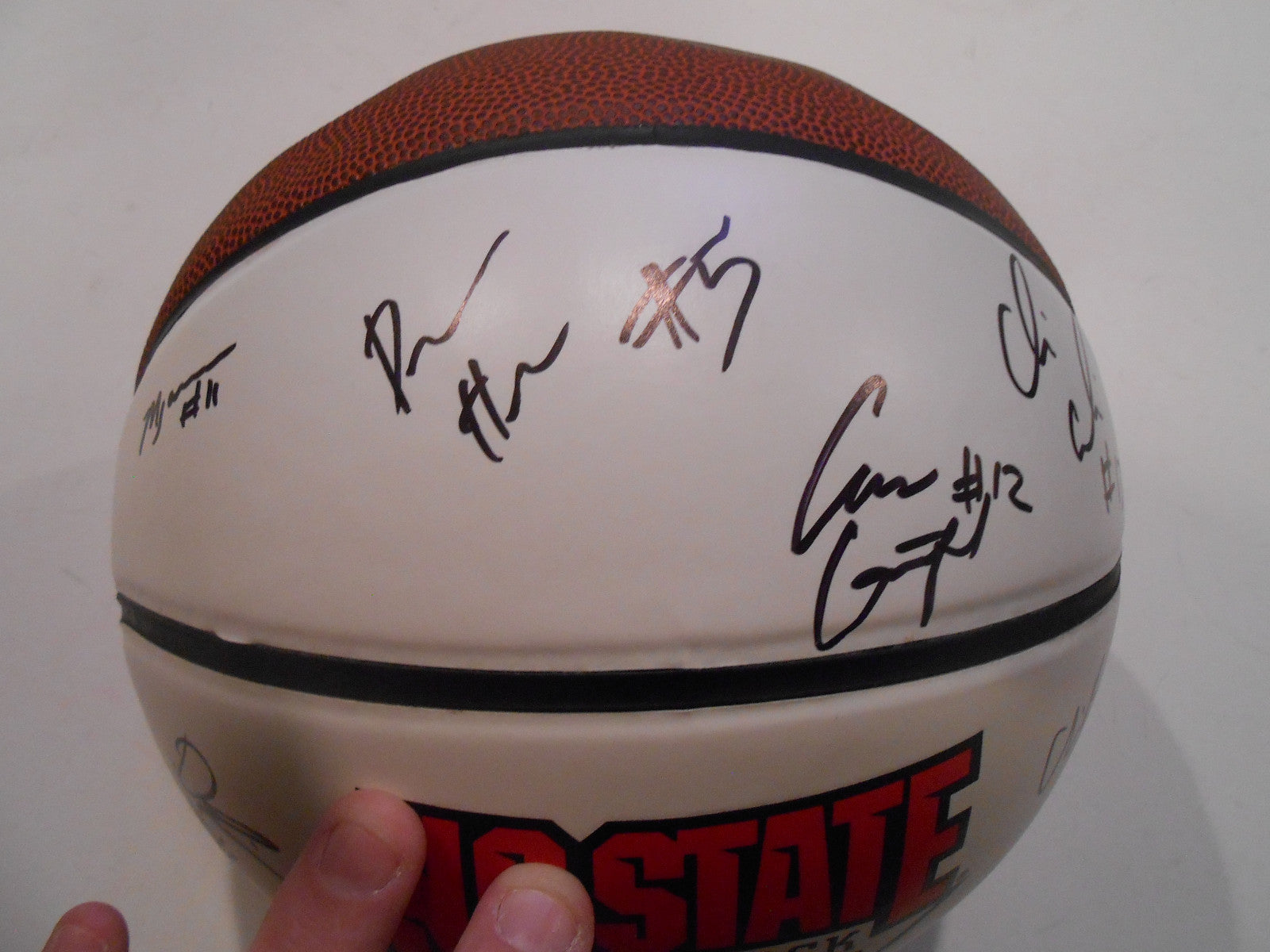 2016-17 Team Signed NC State Wolfpack Logo Basketball w/COA North Carolina C
