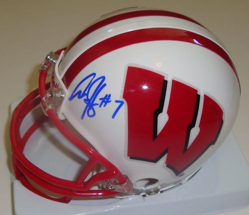 Aaron Henry Signed Mini Helmet COA Wisconsin Badgers