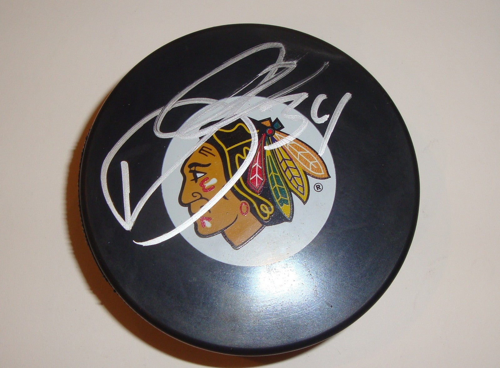 Dylan Olsen Signed Puck w/COA Chicago Blackhawks Autograph Souvenir 2011 A