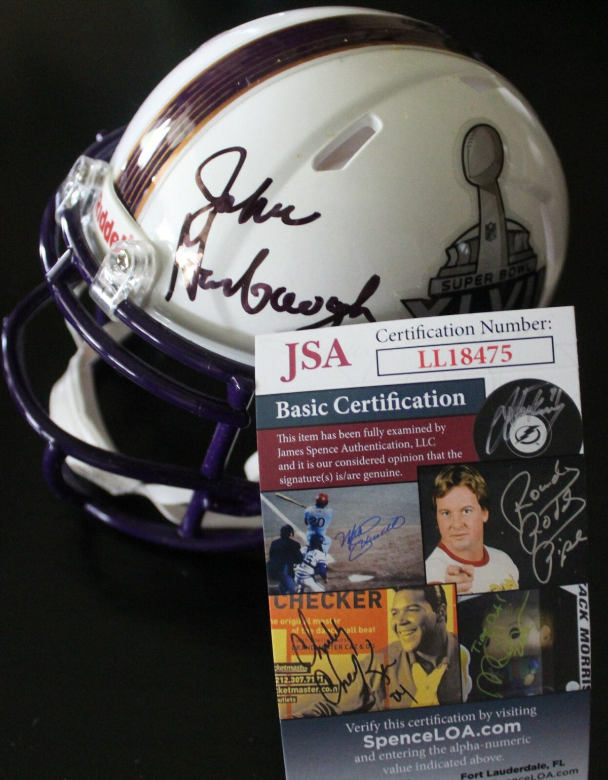 John Harbaugh Signed SB XLVII Ravens Mini Football Helmet w/JSA COA LL18475