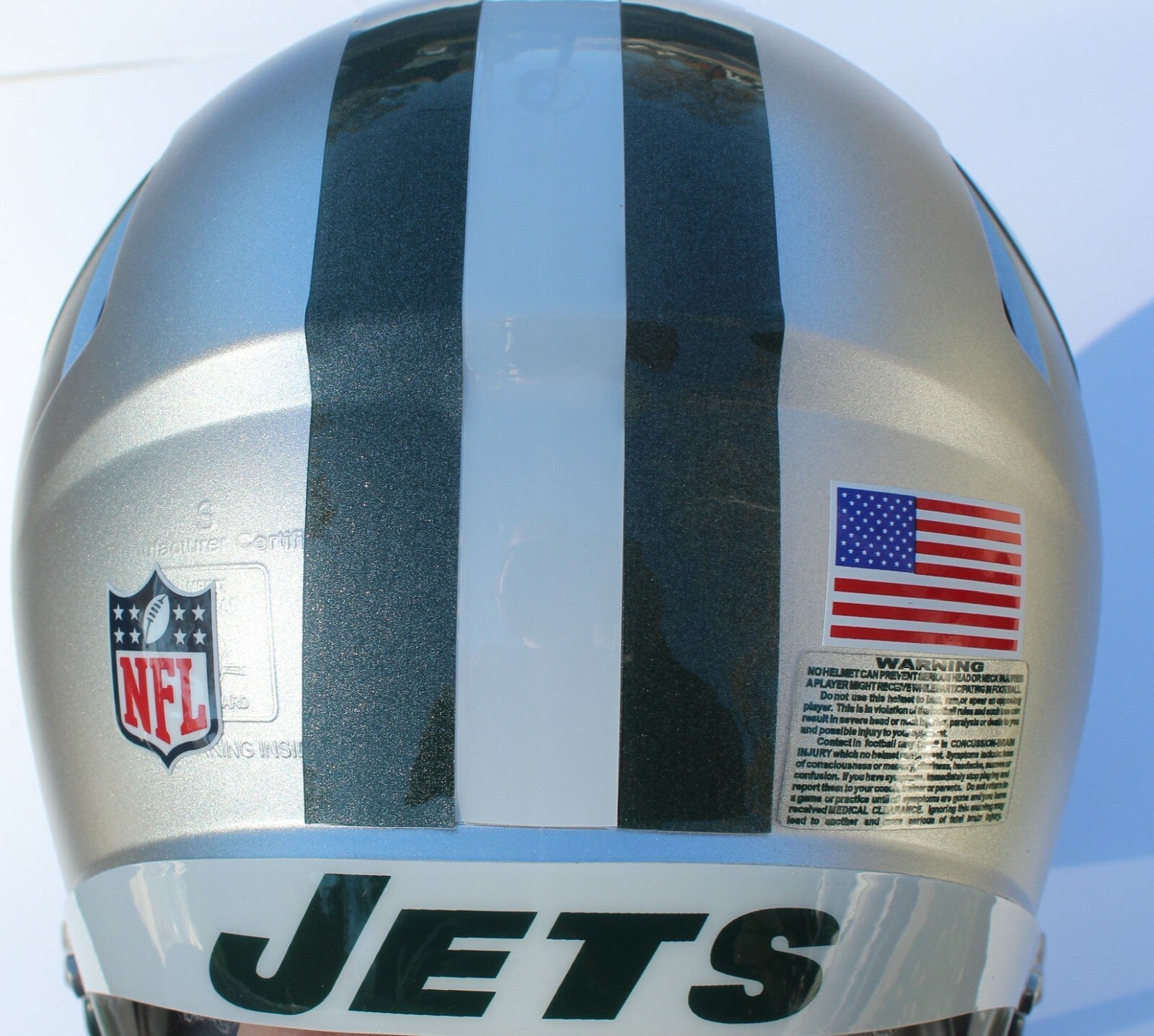 New York Jets Custom Speed Blaze Football Helmet QB Decals Used Sam Darnold