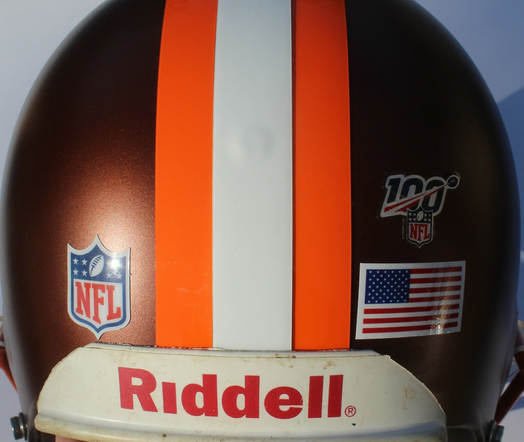 Cleveland Browns Custom Blaze Football Helmet Decals Used Baker Mayfield