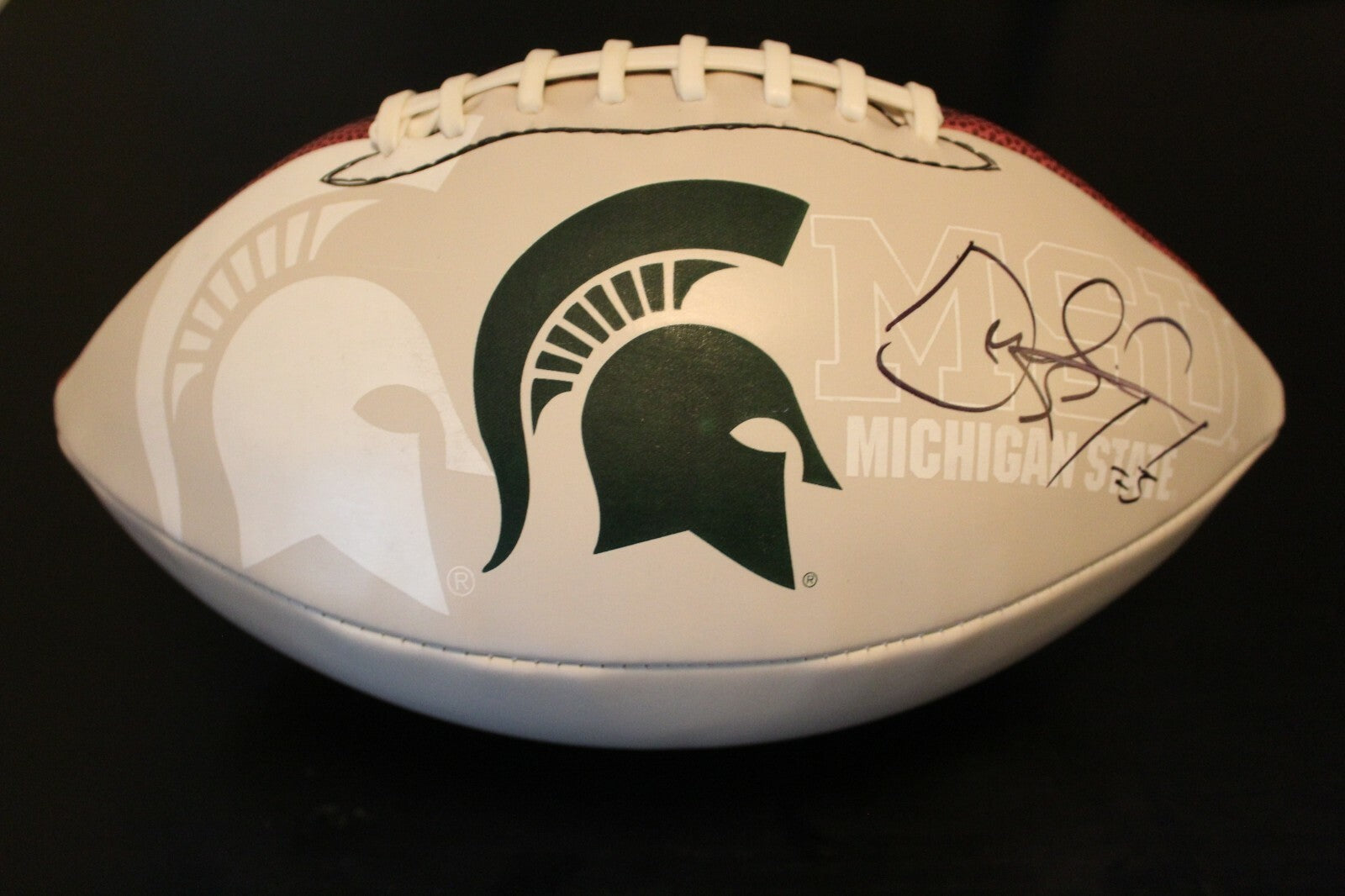 Darrell Stewart Signed Michigan State Spartans Logo Football w/COA
