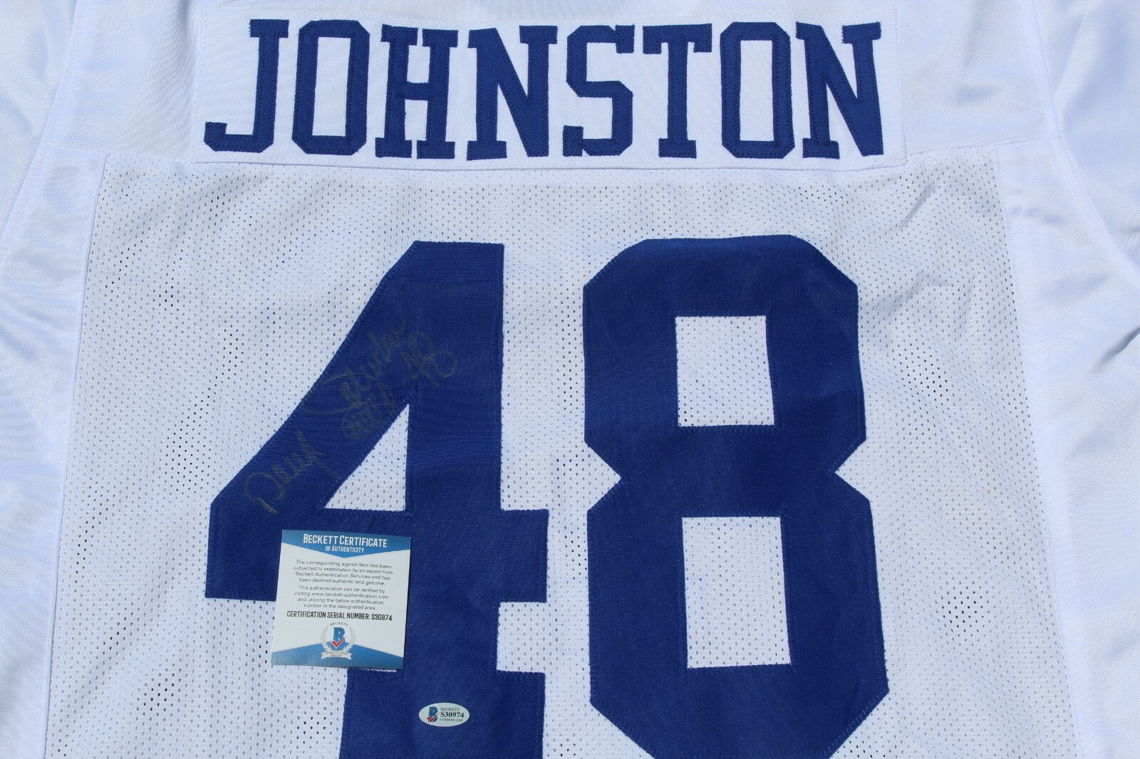 Daryl Johnston Signed Dallas Cowboys Custom XXL Jersey w/Beckett COA S30974