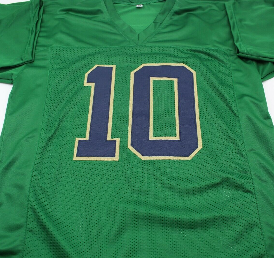 Drew Pyne Signed Custom Green Notre Dame Football Jersey Go Irish! Proof w/JSA