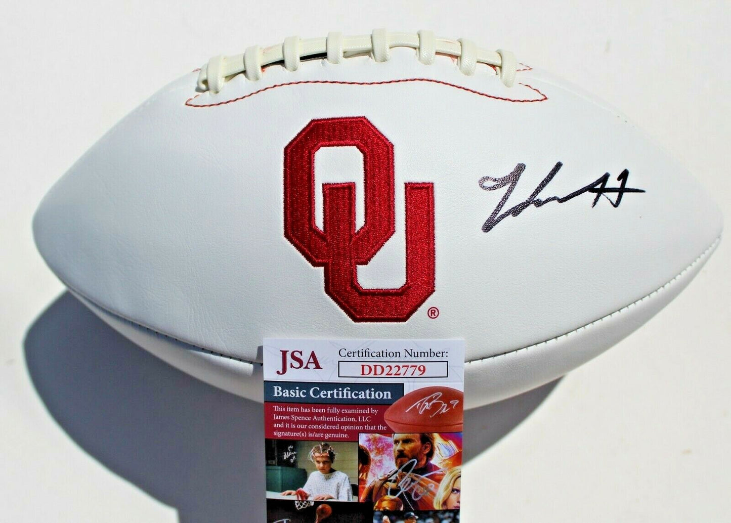 Jadon Haselwood Signed Oklahoma Sooners Logo Football w/JSA COA DD22779 C