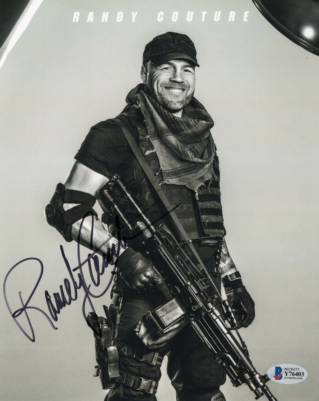 Randy Couture Expendables Movie Signed 8x10 Photo w/Beckett COA Y76403