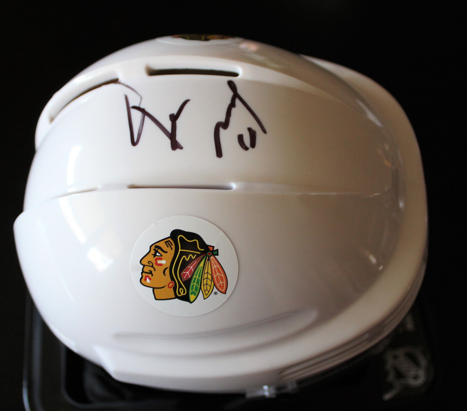 Denis Savard Signed Chicago Blackhawks Mini Hockey Helmet w/COA HOF #1