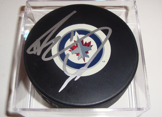 Ron Hainsey Signed Puck w/COA Winnipeg Jets Inaugural Autograph Souvenir 2011