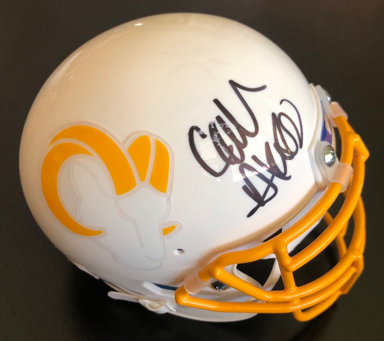 Cam Akers Signed Los Angeles Rams L.A. Custom Mini Football Helmet w/COA #1