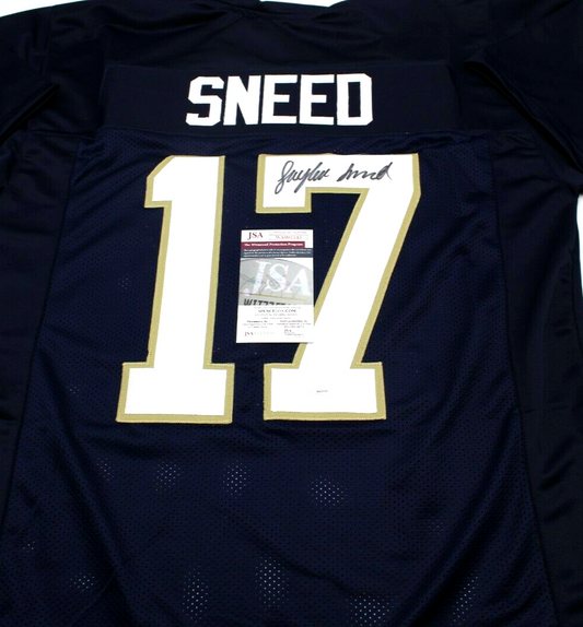 Jaylen Sneed Signed Custom Blue Notre Dame Football Jersey w/JSA COA Proof