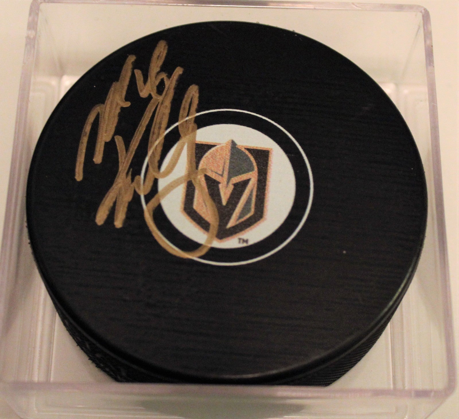 Mike Kelly Signed 2018 Vegas Golden Knights Autograph Puck w/COA Vegas Strong