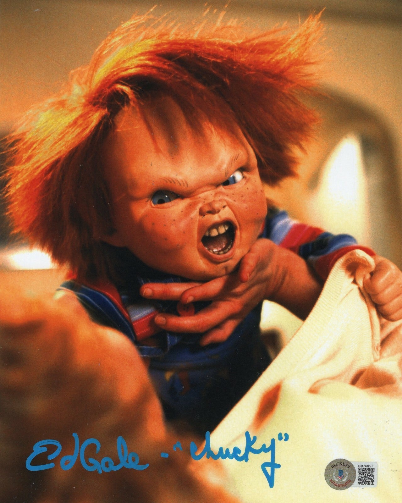 Ed Gale Signed Child's Play Movie Chucky 8x10 Photo w/Beckett COA BB76857