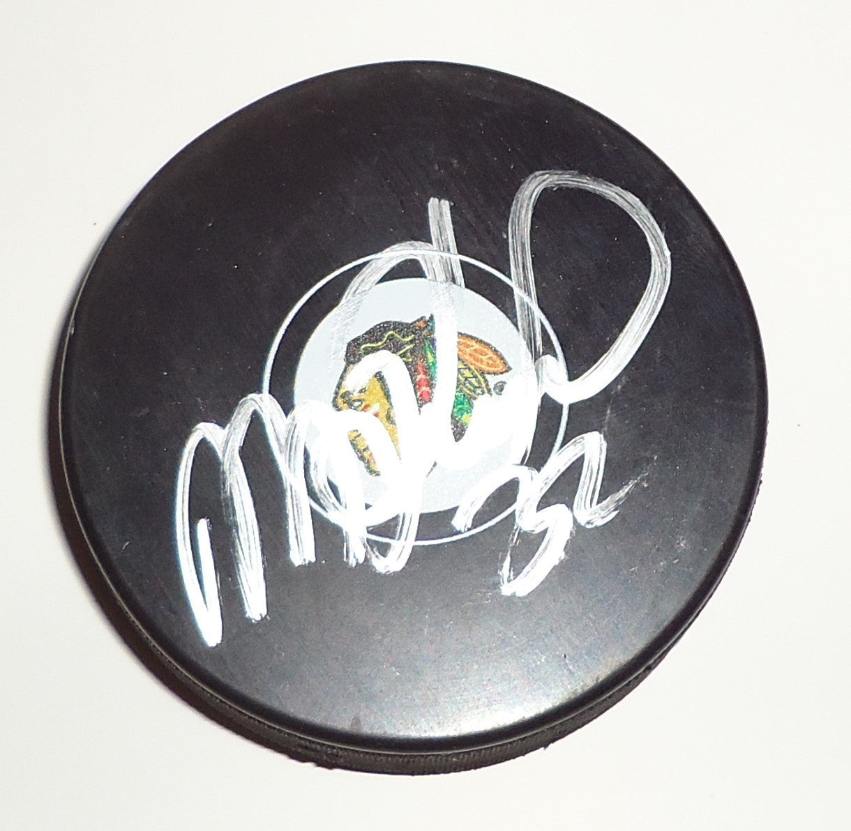 Michal Rozsival signed 2016-17 Chicago Blackhawks souvenir puck w/coa #32