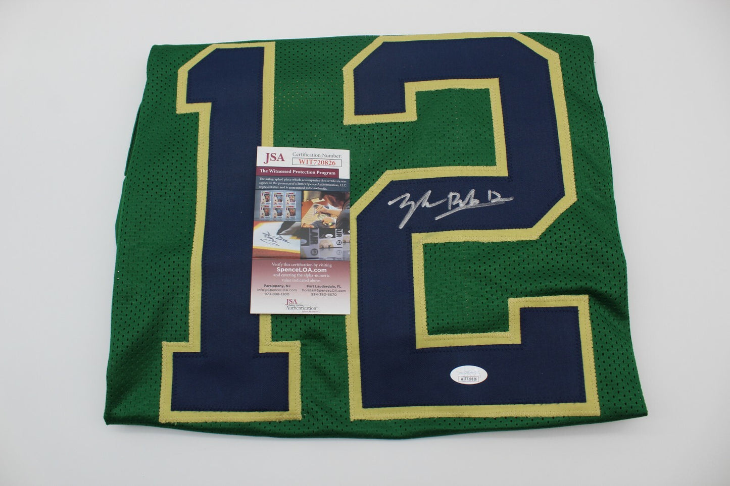 Tyler Buchner Signed Custom Notre Dame Green Jersey w/JSA COA Witness #1
