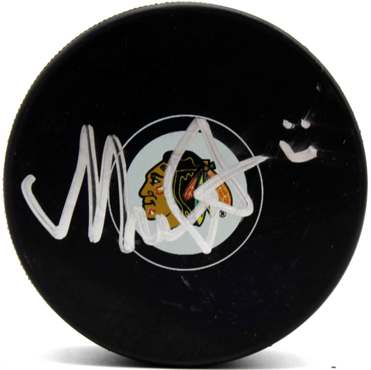 Mason West Signed Chicago Blackhawks Hockey Puck w/Beckett BAS COA BT78262