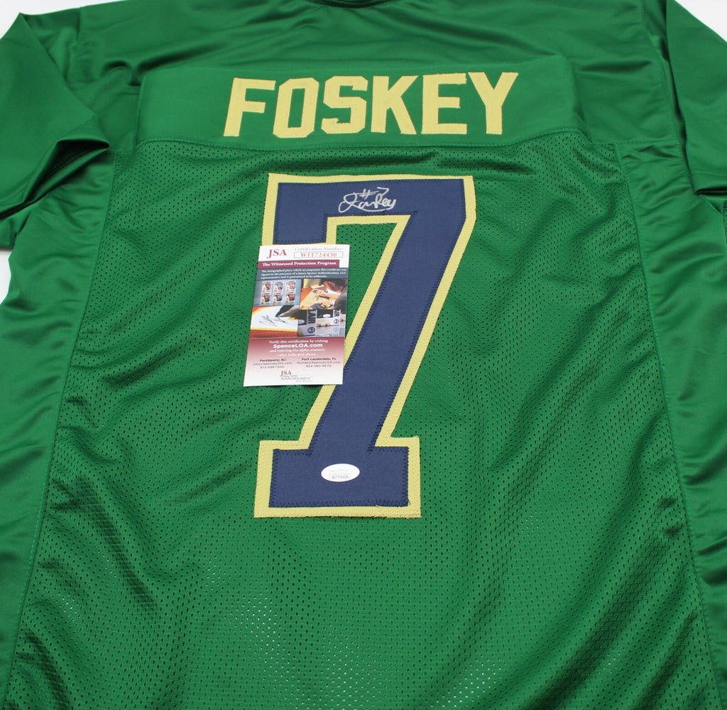 Isaiah Foskey Signed Custom Green Notre Dame Jersey w/JSA COA Witness Proof