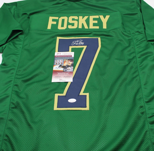 Isaiah Foskey Signed Custom Green Notre Dame Jersey w/JSA COA Witness Proof