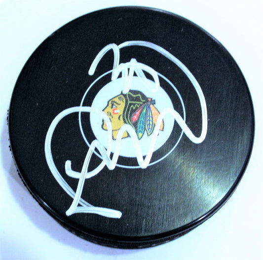 Jeff Glass Signed 2017-18 Chicago Blackhawks Logo Puck w/COA 2018