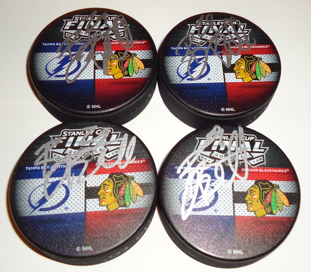 Bryan Bickell signed 2015 Tampa Bay Lightning Vs Blackhawks finals puck w/coa