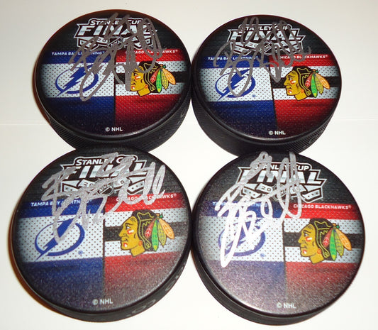 Bryan Bickell signed 2015 Tampa Bay Lightning Vs Blackhawks finals puck w/coa