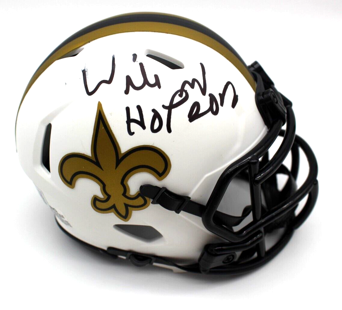 Willie Roaf Signed N.O. Saints Lunar Mini Football Helmet w/Beckett COA BG93649