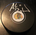 Andrew Desjardins Signed Chicago Blackhawks Logo Autograph Hockey Puck w/COA 