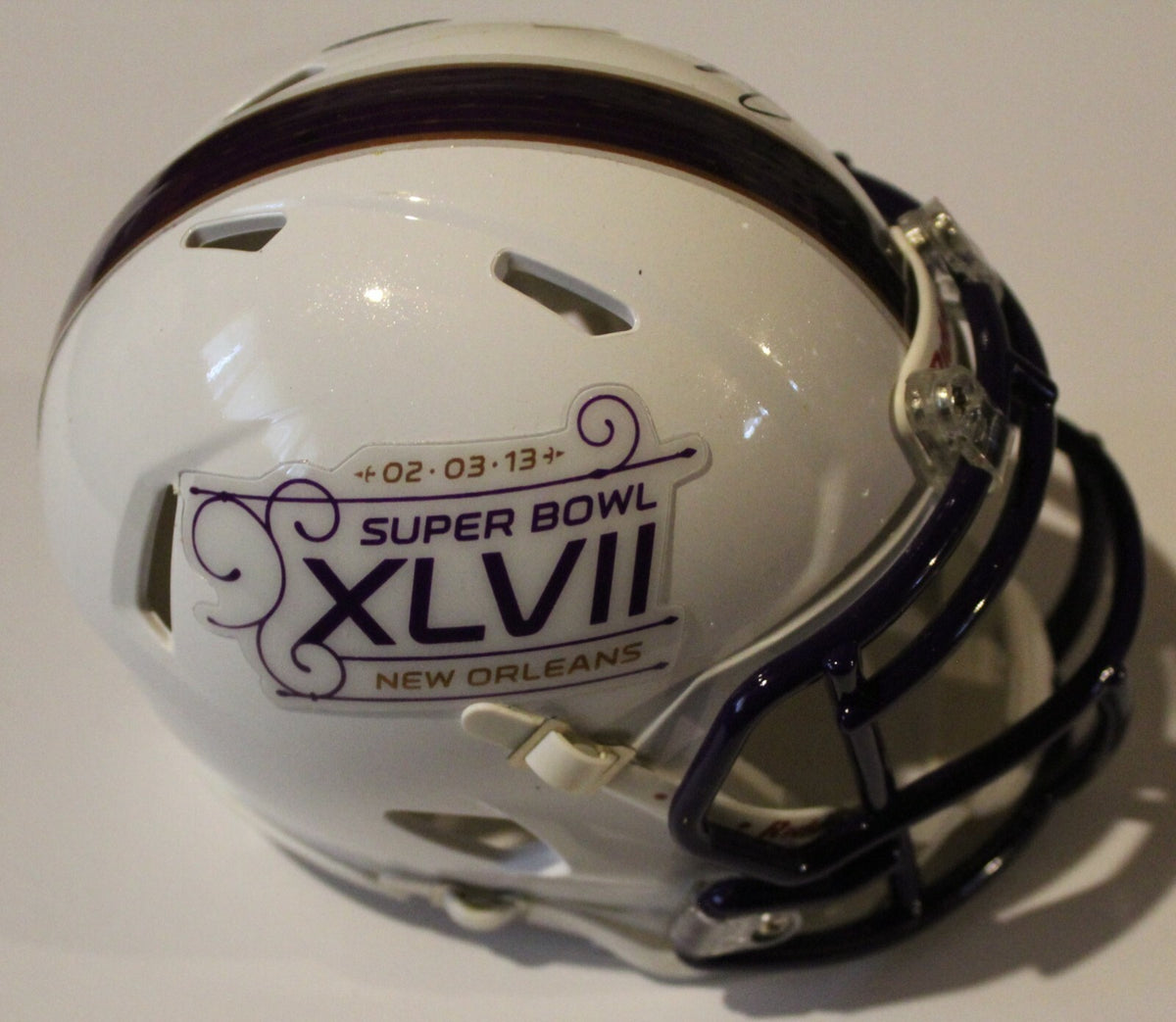 John Harbaugh Signed SB XLVII Ravens Mini Football Helmet w/JSA COA LL18475