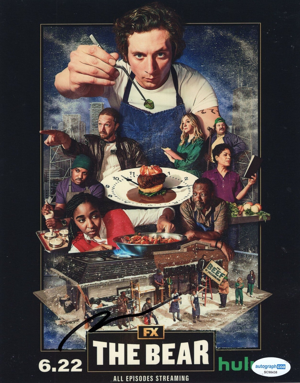 Jeremy Allen White The Bear Chef Carmy Carmen Signed 8x10 Photo w/ACOA SC98438