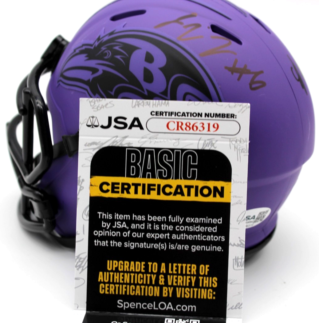 Ja'Kobi Lane & Elijah Sarratt Ravens Rave Signed Mini Helmet w/JSA COA CR86319