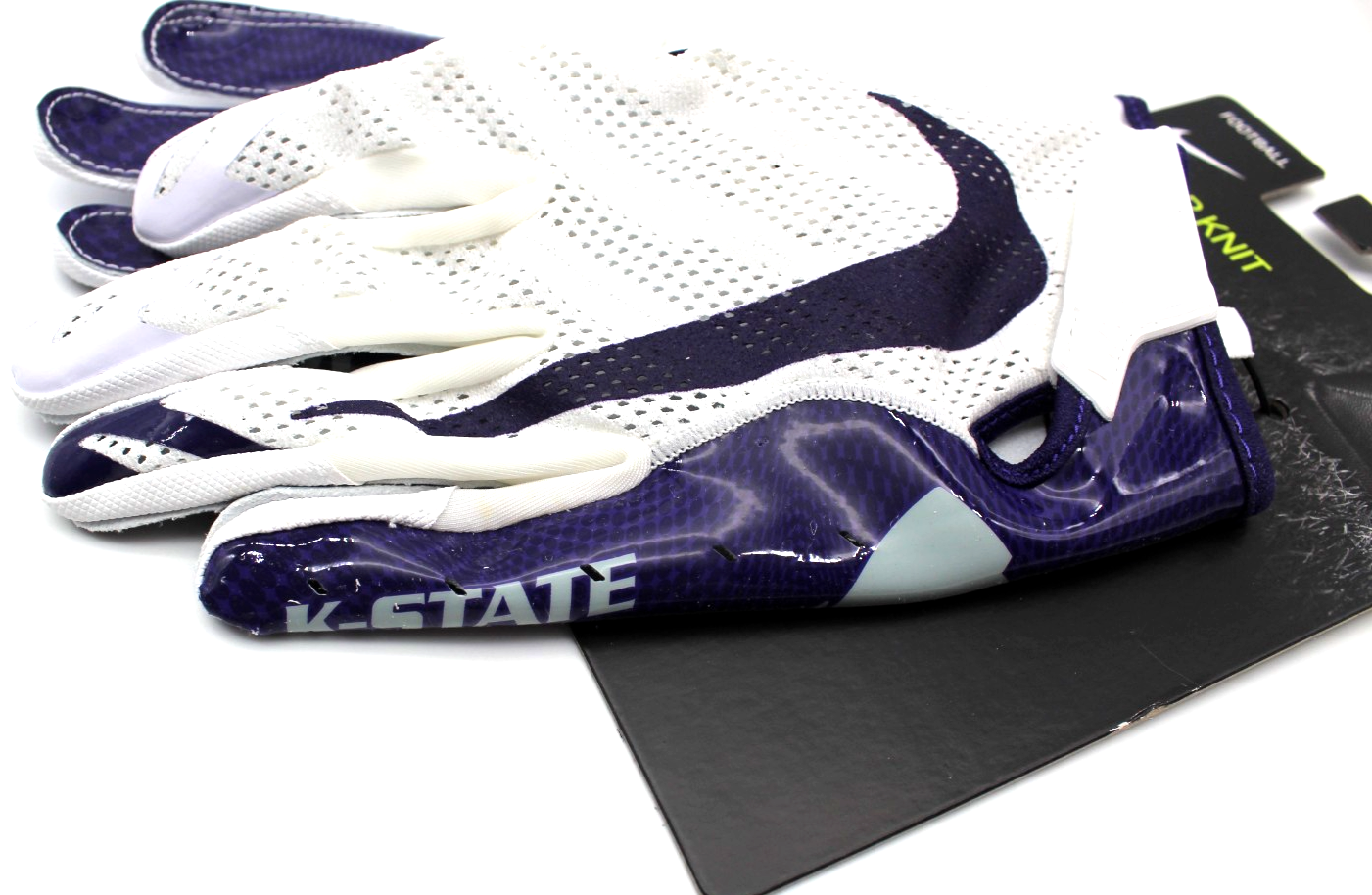 Nike Vapor Jet Magnigrip Football Gloves Kansas State CK0791 Medium White Gray