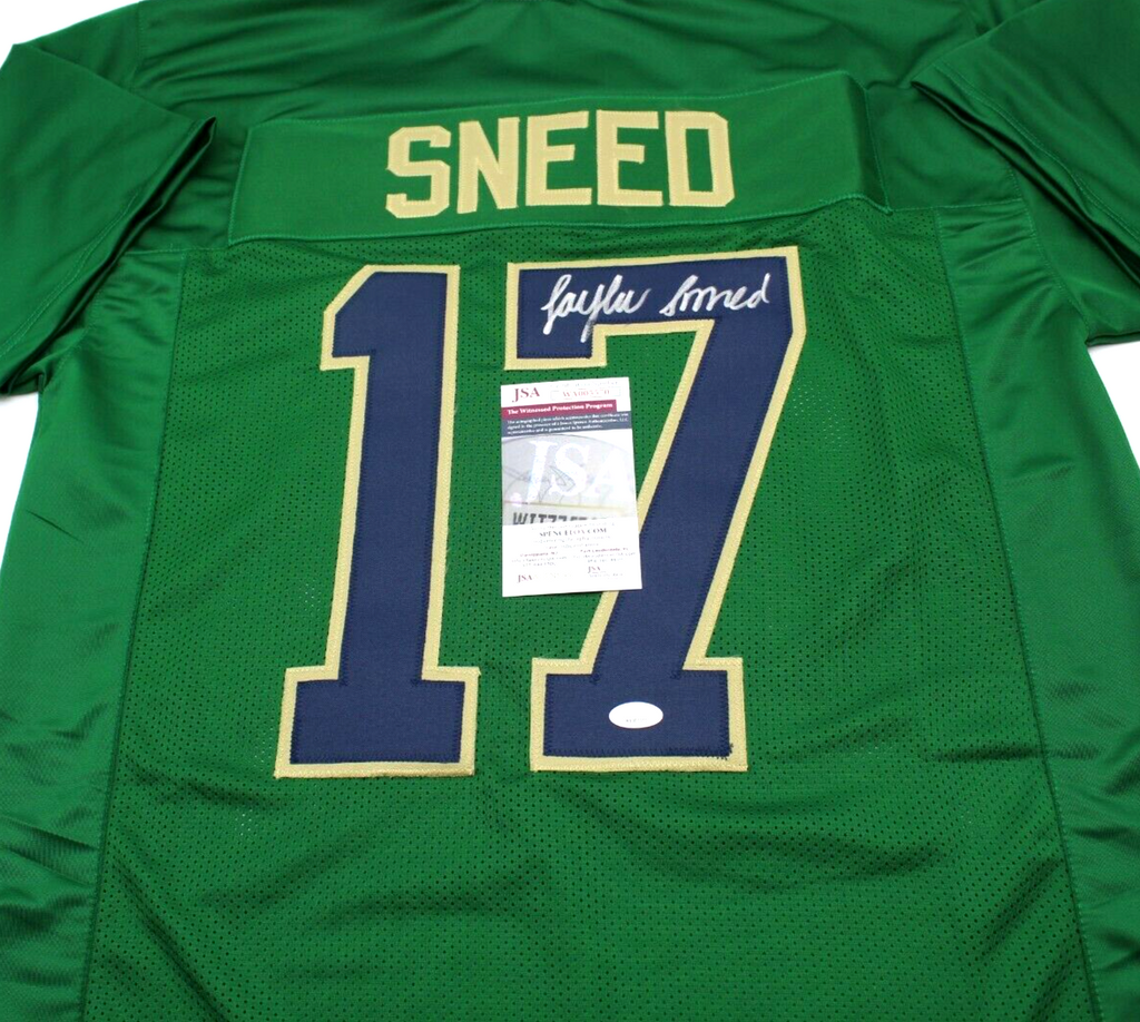 Jaylen Sneed Signed Custom Green Notre Dame Football Jersey w/JSA COA Proof