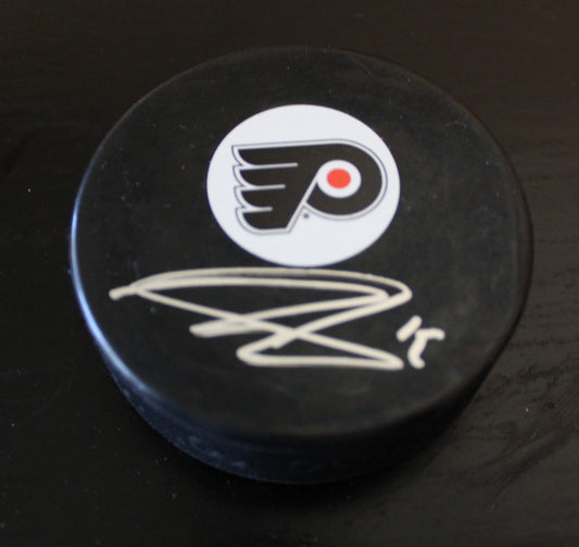 Nolan Patrick Signed Philadelphia Flyers Hockey Puck w/COA #2 Overall Pick