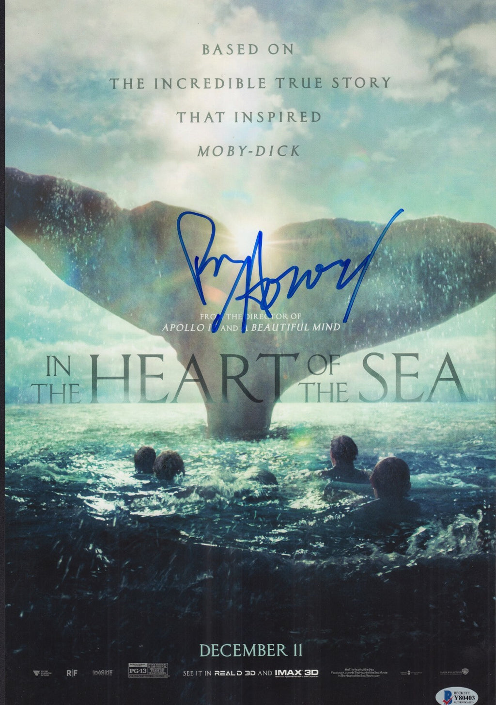 Ron Howard Signed 12x18 Poster w/Beckett COA Authentic In The Heart of the Sea 2