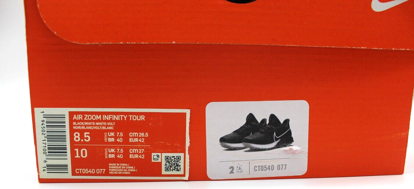 Nike Air Zoom Infinity Tour Black White Golf Shoes Size 8.5 Mens CT0540 077 NEW