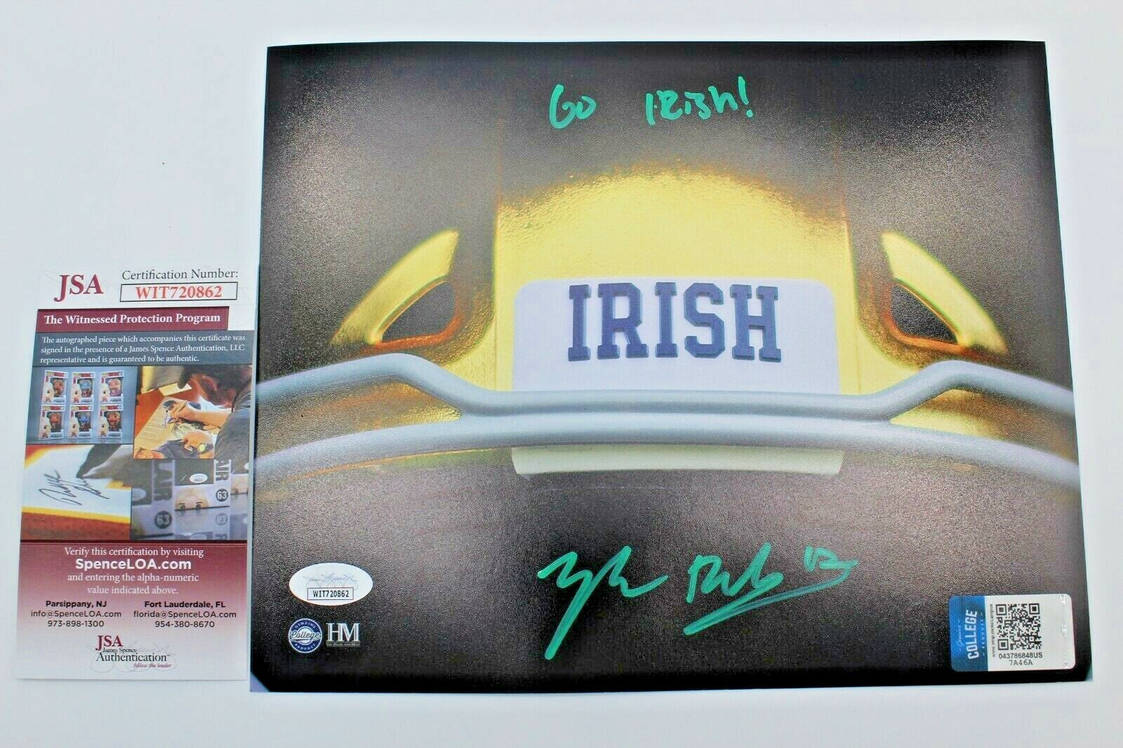 Tyler Buchner Signed Notre Dame Fighting Irish 8x10 Photo w/JSA COA Witness 