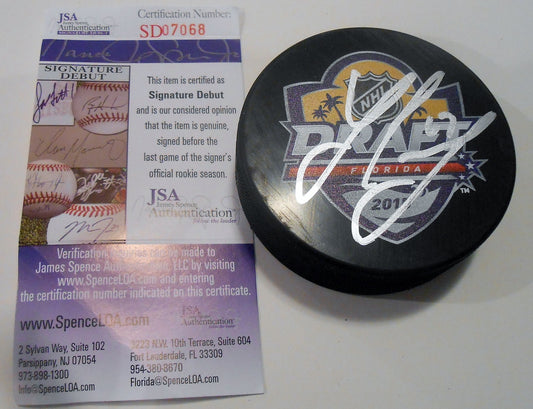 Lawson Crouse Signed 2015 NHL Draft Hockey Puck w/JSA Florida Panthers