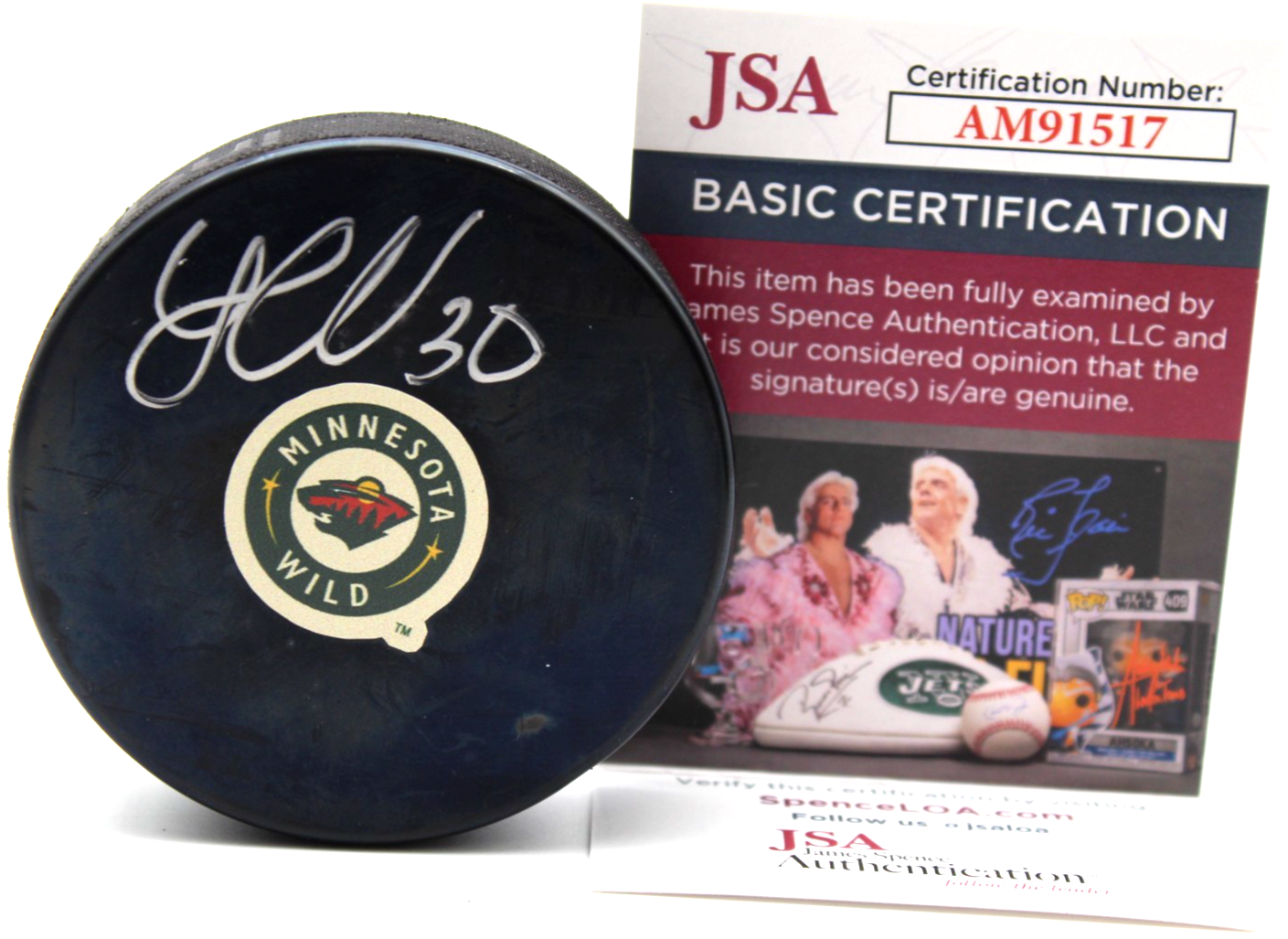 Jesper Wallstedt Signed Minnesota Wild Hockey Logo Puck w/JSA COA AM91517