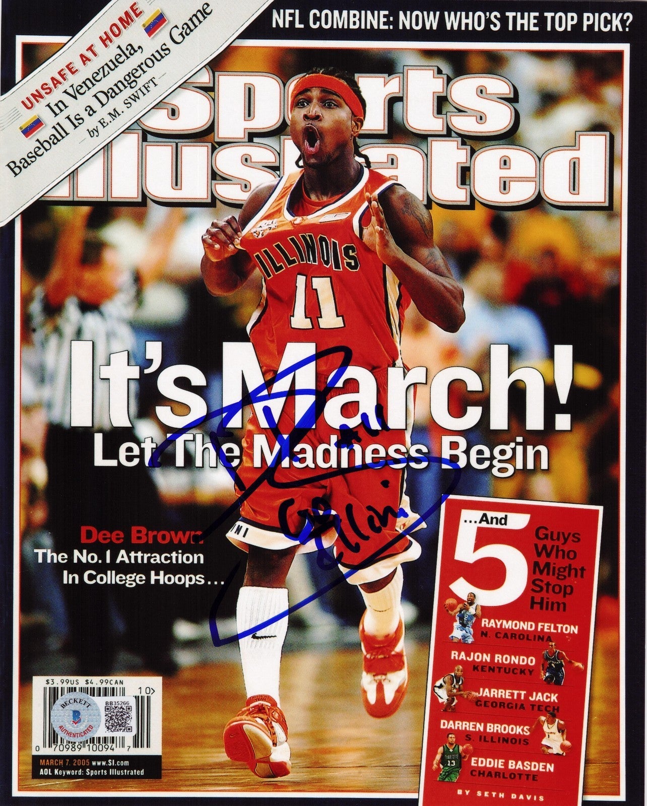 Dee Brown Illinois Fighting Illini Basketball Signed 8x10 Photo w/Beckett COA