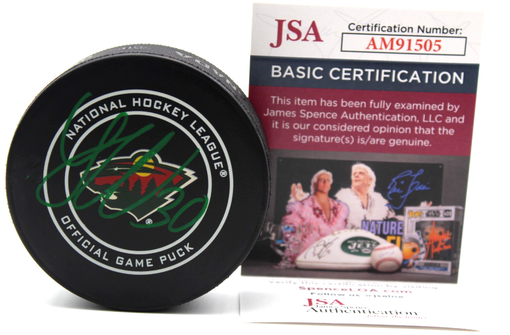 Jesper Wallstedt Signed Minnesota Wild Official Game Puck w/JSA COA AM91505